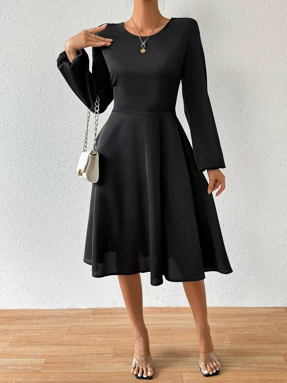 ZARA Simple Elegant Backless Midi Dress Autumn Winter